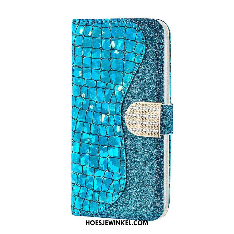 Folio-hoesje voor Samsung Galaxy S21 FE Krokodil Diamanten