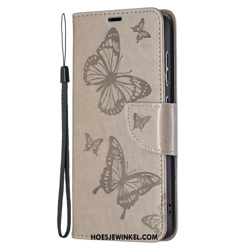 Folio-hoesje voor Samsung Galaxy S21 FE Vlinders Tijdens De Vlucht Met Lanyard