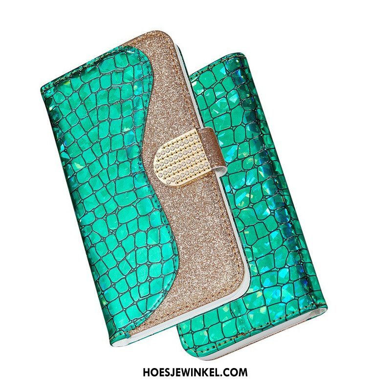 Folio-hoesje voor Samsung Galaxy S21 Plus 5G Krokodil Diamanten