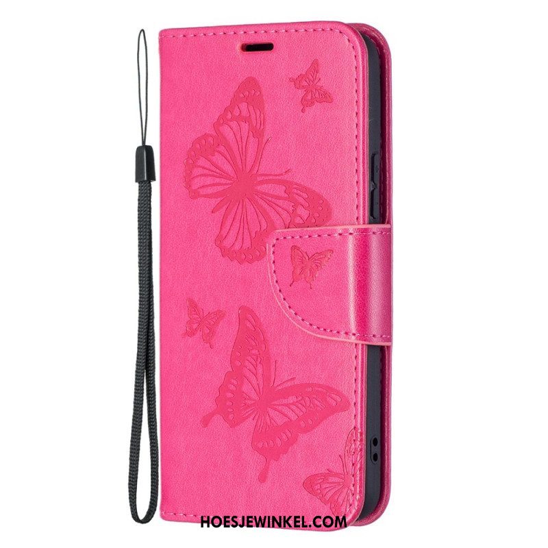 Folio-hoesje voor Samsung Galaxy S22 5G Vlinders Tijdens De Vlucht Met Lanyard