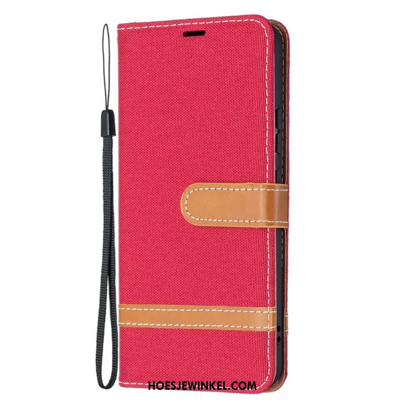 Folio-hoesje voor Samsung Galaxy S22 Plus 5G Met Ketting Band Van Stof En Leereffect