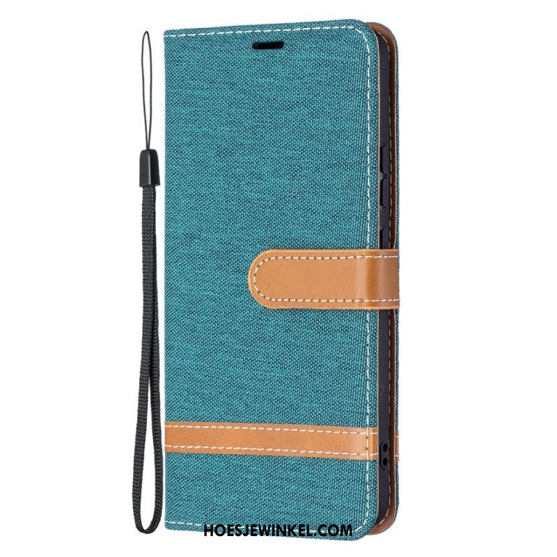 Folio-hoesje voor Samsung Galaxy S22 Plus 5G Met Ketting Band Van Stof En Leereffect