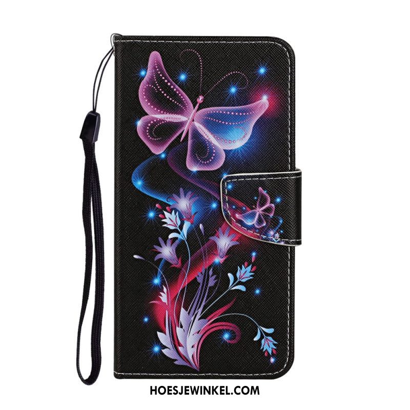 Folio-hoesje voor Samsung Galaxy S22 Plus 5G Vlinders En Lanyard