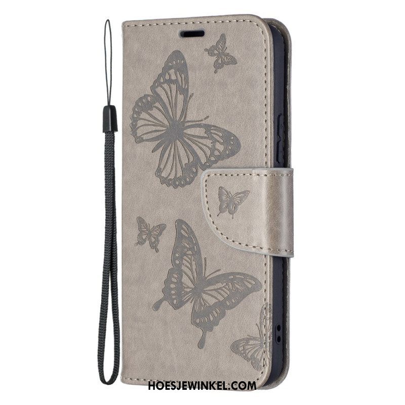 Folio-hoesje voor Samsung Galaxy S22 Plus 5G Vlinders Tijdens De Vlucht Met Lanyard