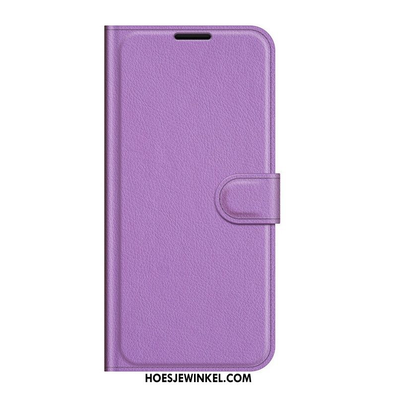 Folio-hoesje voor Samsung Galaxy S22 Ultra 5G Klassiek Litchi-leereffect