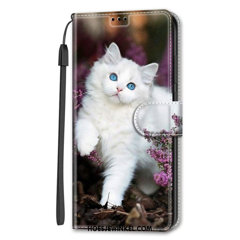 Folio-hoesje voor Samsung Galaxy S22 Ultra 5G Met Ketting String Cat Fan