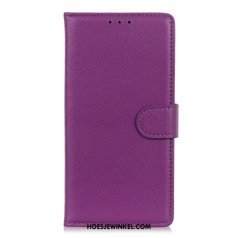 Folio-hoesje voor Samsung Galaxy S22 Ultra 5G Traditioneel Litchi-leer