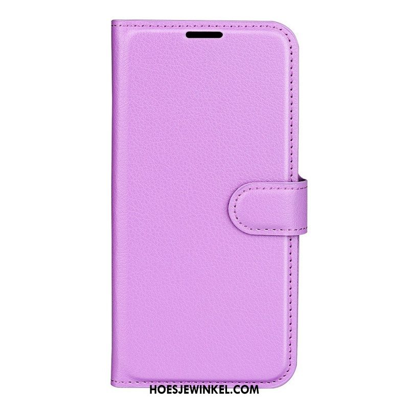 Folio-hoesje voor Samsung Galaxy S23 5G Klassiek Litchi-leereffect