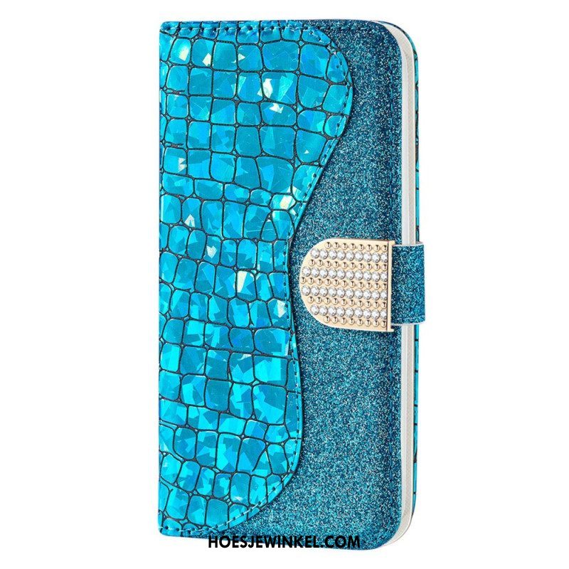 Folio-hoesje voor Samsung Galaxy S23 5G Krokodil Diamanten