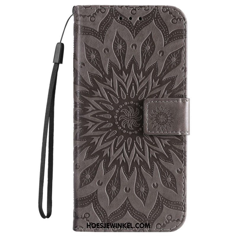 Folio-hoesje voor Samsung Galaxy S23 5G Mandala Zon Met Lanyard