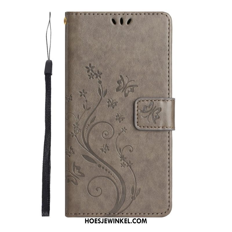 Folio-hoesje voor Samsung Galaxy S23 5G Met Ketting Strakke Bloemen