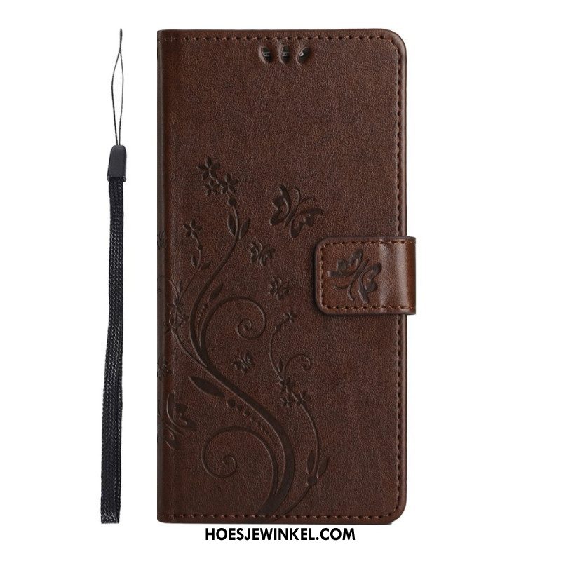 Folio-hoesje voor Samsung Galaxy S23 5G Met Ketting Strakke Bloemen