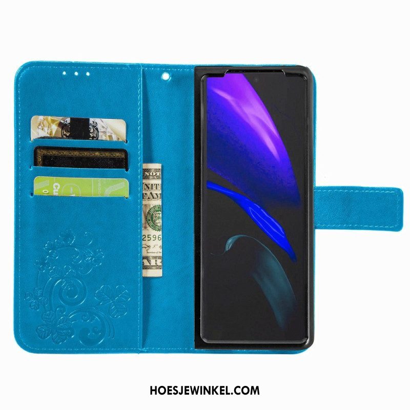 Folio-hoesje voor Samsung Galaxy Z Fold 4 Klaverblaadjes Patroon Met Riem