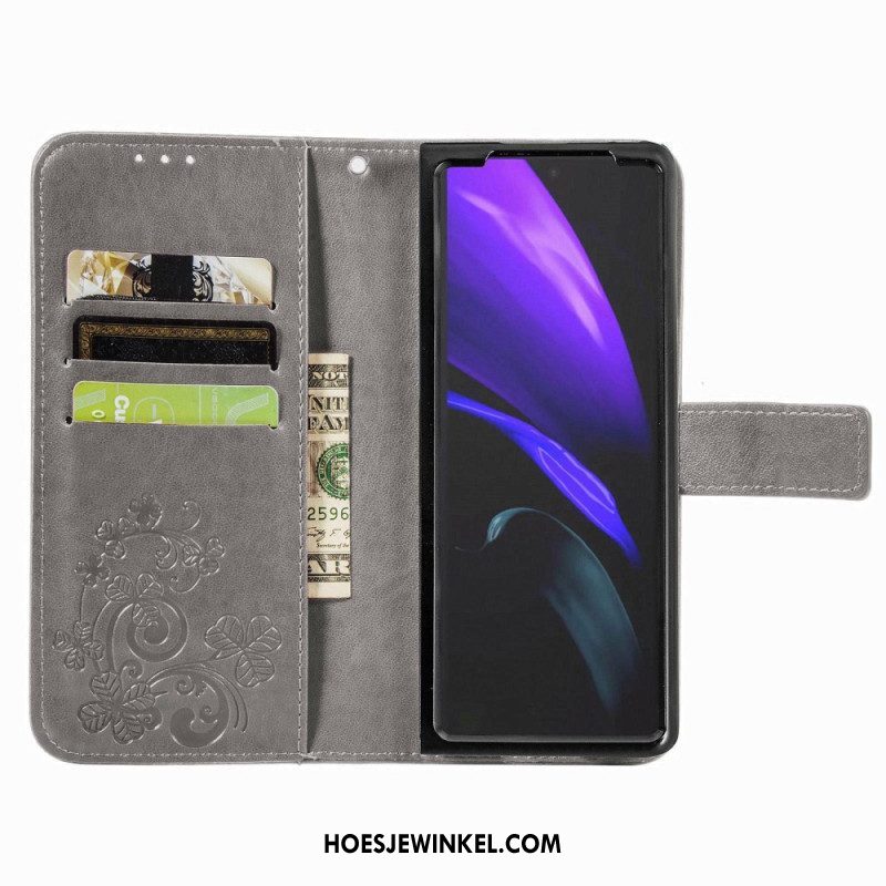 Folio-hoesje voor Samsung Galaxy Z Fold 4 Klaverblaadjes Patroon Met Riem