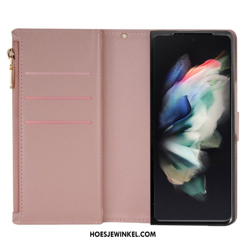 Folio-hoesje voor Samsung Galaxy Z Fold 4 Ultra Lovertjes Met Riem