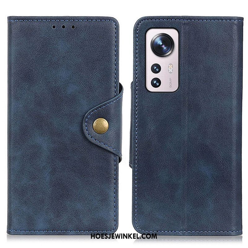 Folio-hoesje voor Xiaomi 12 Pro Vintage Kunstleer En Knop