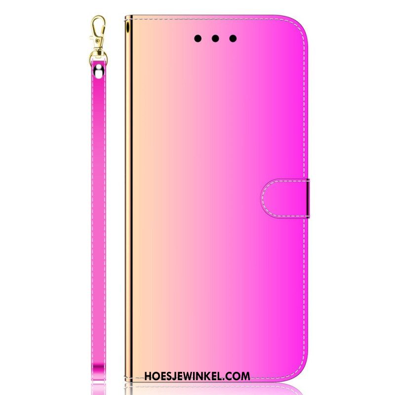 Folio-hoesje voor Xiaomi 13 Imitatie Spiegelleer Met Riem