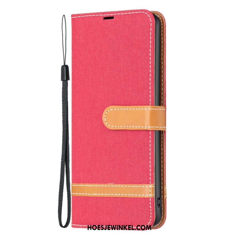 Folio-hoesje voor Xiaomi 13 Met Ketting Band Van Stof En Leereffect