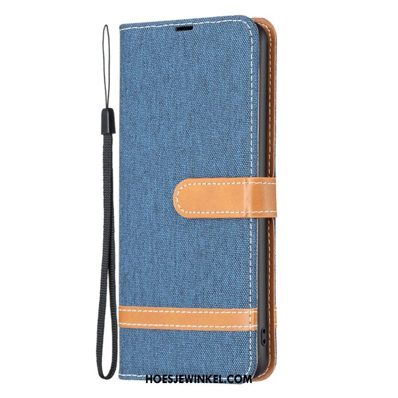 Folio-hoesje voor Xiaomi 13 Met Ketting Band Van Stof En Leereffect