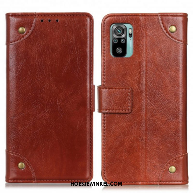 Folio-hoesje voor Xiaomi Redmi Note 10 / 10S Stijl Nappa Lederen Vintage Klinknagels