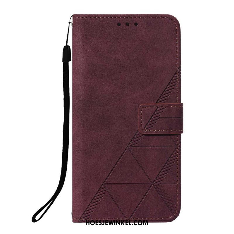 Folio-hoesje voor Xiaomi Redmi Note 10 Pro Met Ketting Strappy Geometrische Lederen Stijl