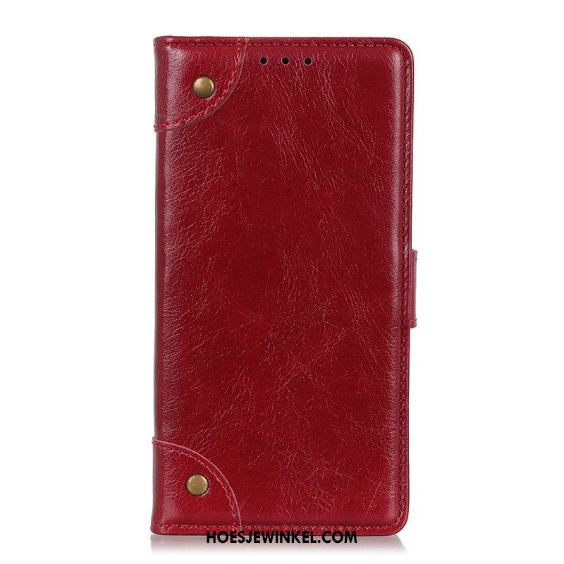 Folio-hoesje voor Xiaomi Redmi Note 11 Pro / 11 Pro 5G Stijl Nappa Lederen Vintage Klinknagels