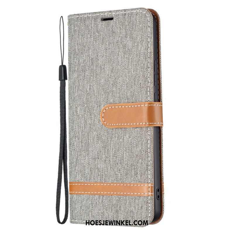 Folio-hoesje voor Xiaomi Redmi Note 11 Pro Plus 5G Met Ketting Band Van Stof En Leereffect