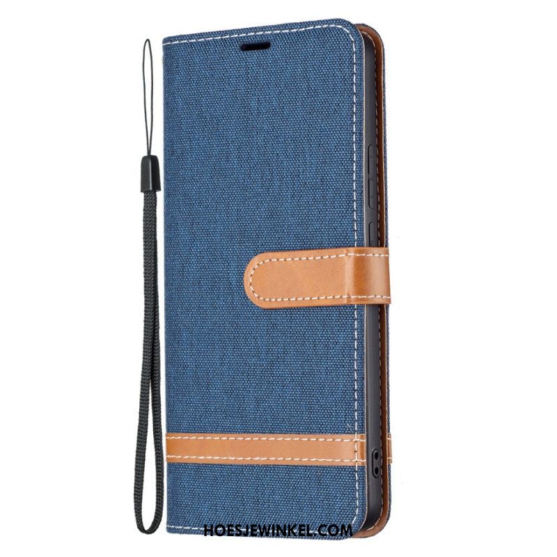 Folio-hoesje voor Xiaomi Redmi Note 11 Pro Plus 5G Met Ketting Band Van Stof En Leereffect