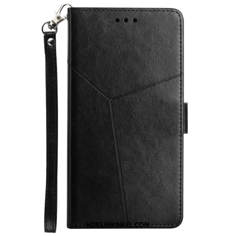 Folio-hoesje voor Xiaomi Redmi Note 11 Pro Plus 5G Met Ketting Strappy Geometrische Lederen Stijl