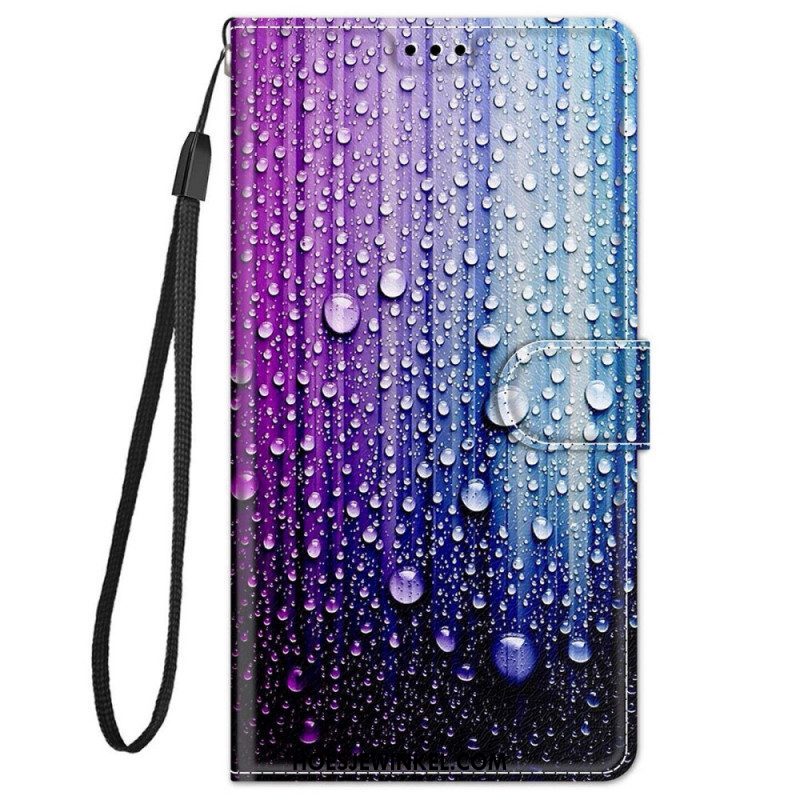 Folio-hoesje voor Xiaomi Redmi Note 11 Pro Plus 5G Waterdruppels Met Lanyard