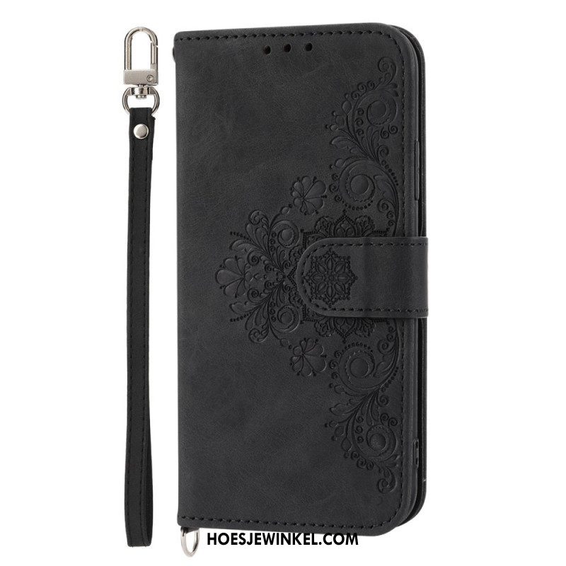 Folio-hoesje voor Xiaomi Redmi Note 12 5G Bloemen Met Riem En Schouderriem