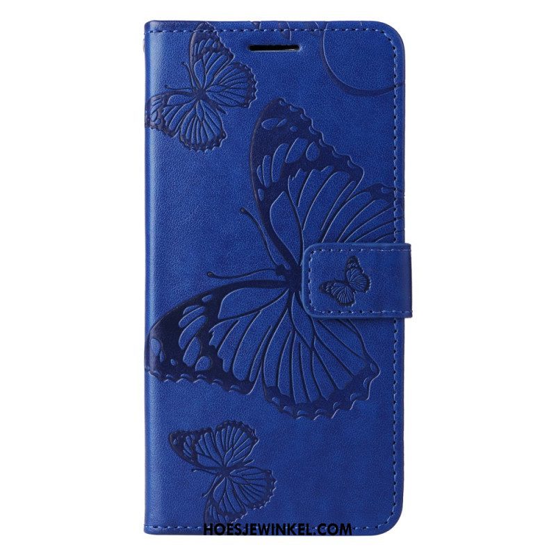 Folio-hoesje voor Xiaomi Redmi Note 12 5G Met Ketting Gigantische Riemvlinders