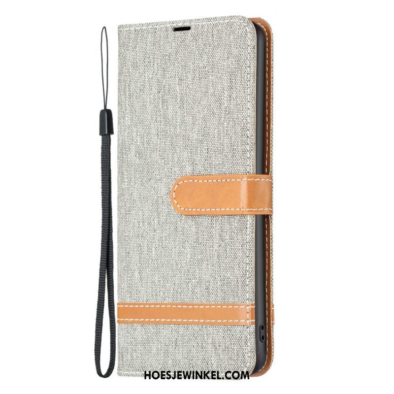 Folio-hoesje voor Xiaomi Redmi Note 12 Pro Met Ketting Band Van Stof En Leereffect