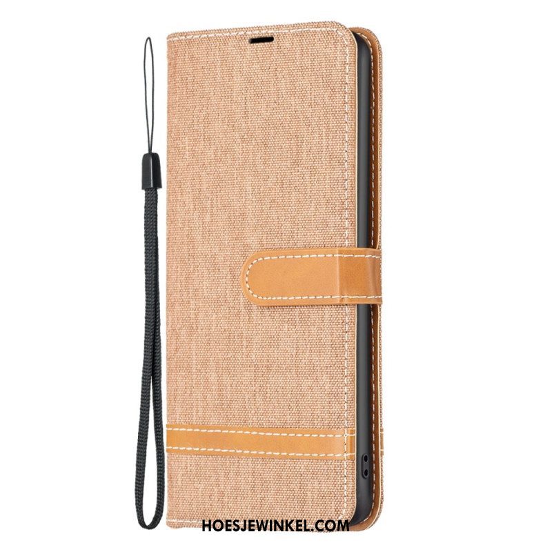 Folio-hoesje voor Xiaomi Redmi Note 12 Pro Met Ketting Band Van Stof En Leereffect