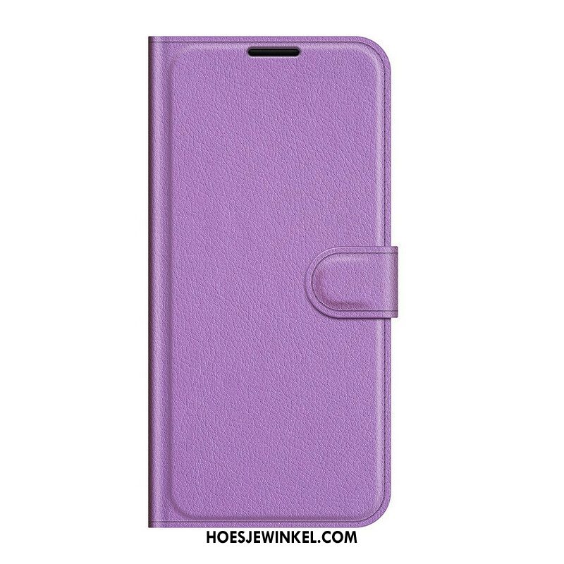 Folio-hoesje voor iPhone 13 Mini Klassiek Litchi-leereffect