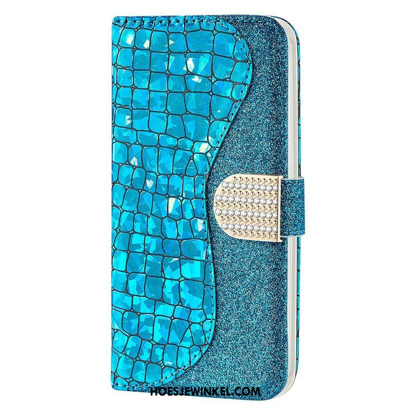 Folio-hoesje voor iPhone 13 Mini Krokodil Diamanten