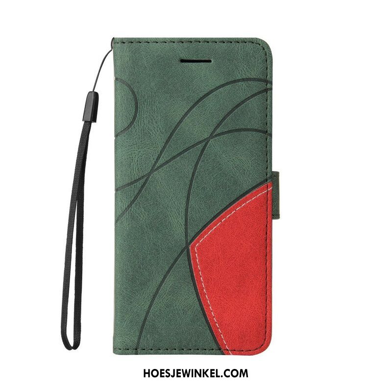 Folio-hoesje voor iPhone 13 Mini Tweekleurig Kenmerkend Kunstleer