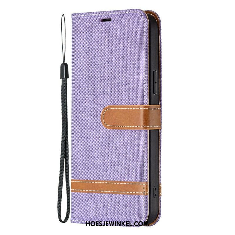 Folio-hoesje voor iPhone 13 Pro Met Ketting Band Van Stof En Leereffect