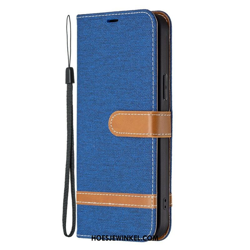 Folio-hoesje voor iPhone 13 Pro Met Ketting Band Van Stof En Leereffect