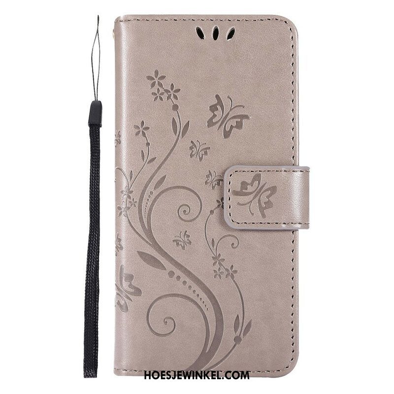 Folio-hoesje voor iPhone 13 Pro Met Ketting Strappy Grafische Bloemen