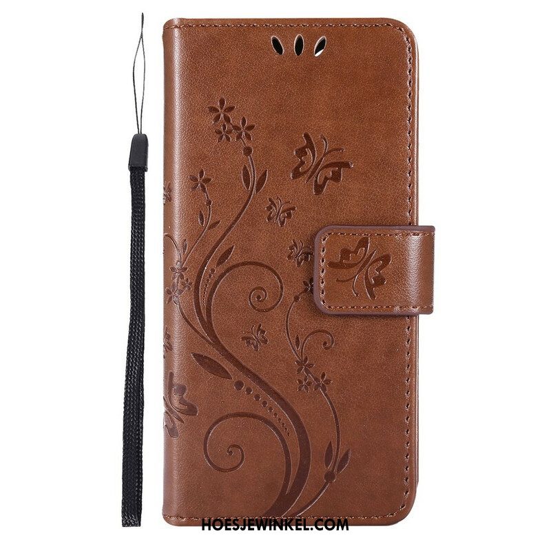 Folio-hoesje voor iPhone 13 Pro Met Ketting Strappy Grafische Bloemen