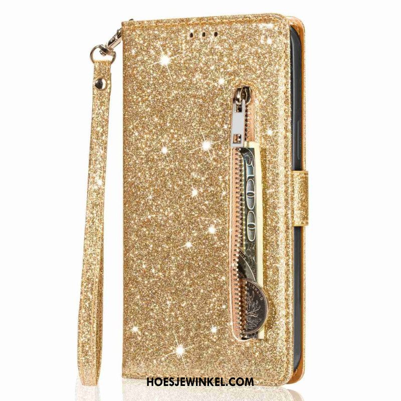 Folio-hoesje voor iPhone 14 Pro Pailletten Glitter Stijl