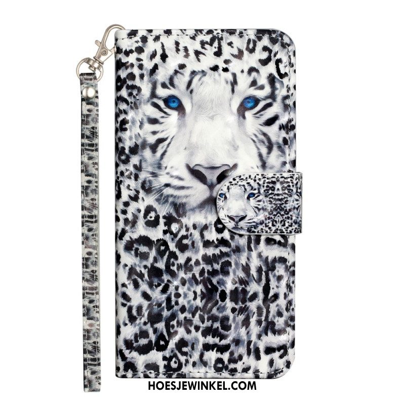 Folio-hoesje voor iPhone 15 Plus Met Ketting 3d Luipaard Met Riem