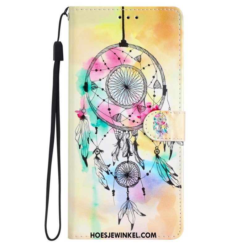 Folio-hoesje voor iPhone 15 Plus Met Ketting Aquarel Dromenvanger Met Riem