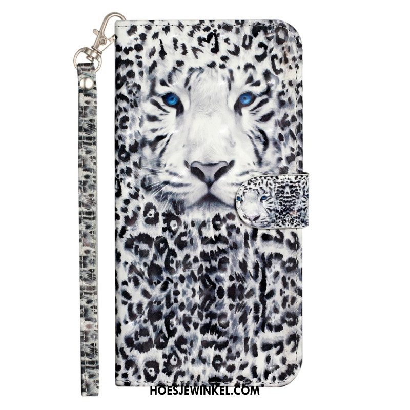 Folio-hoesje voor iPhone 15 Pro Max Met Ketting 3d Luipaard Met Riem