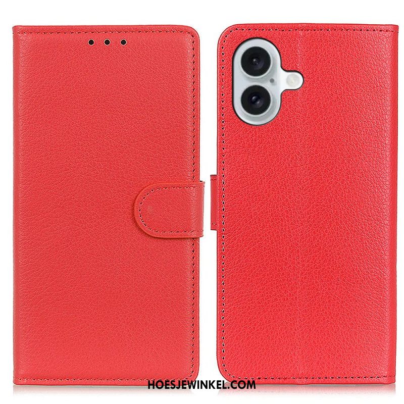 Hoesje Case iPhone 16 Plus Portemonnee Met Lychee-textuur