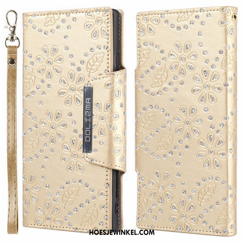 Hoesje Folio-hoesje voor Samsung Galaxy S22 5G Afneembare Diamanten