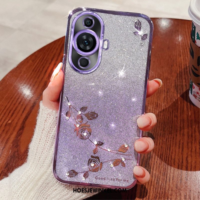 Hoesje Huawei Nova 12s Bloemen En Strasssteentjes