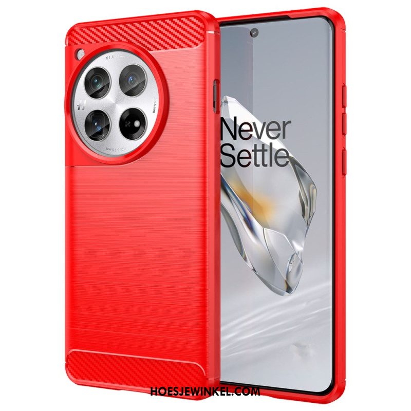 Hoesje Oneplus 12 5g Geborstelde Koolstofvezel Bescherming Hoesje