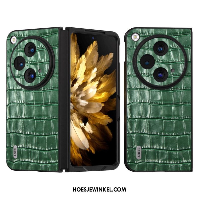 Hoesje Oneplus Open Krokodillenleereffect Abeel Bescherming Hoesje